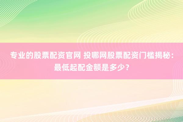 專業(yè)的股票配資官網(wǎng) 投哪網(wǎng)股票配資門檻揭秘：最低起配金額是多少？