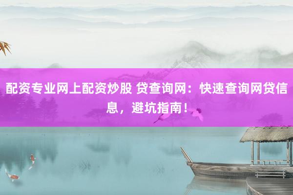 配資專業網上配資炒股 貸查詢網：快速查詢網貸信息，避坑指南！